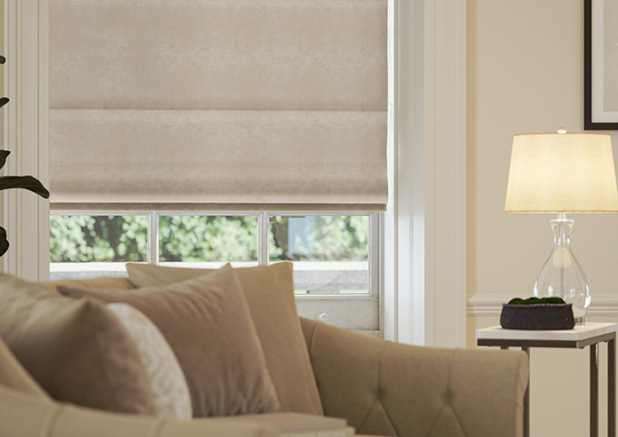Florence Faux Suede, Light Tan - Motorised Roman Blind - Image 5